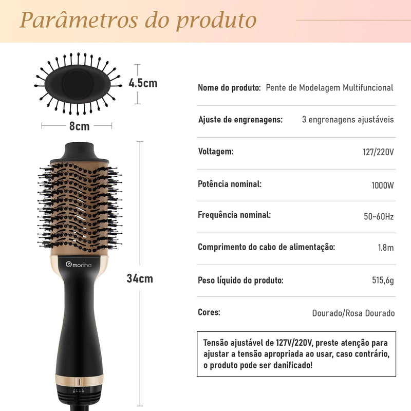 Escova Secadora e alisadora，Prancha de Cabelo Profissional 127/220v