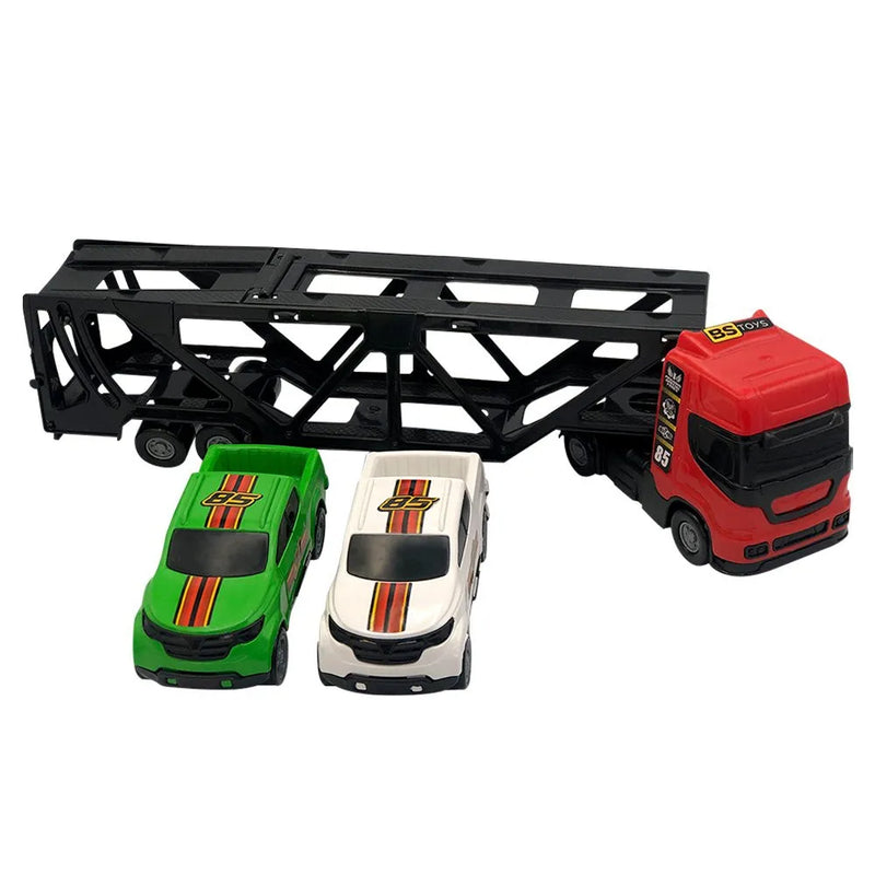 Mini Caminhão Cegonheiro de Brinquedo com 2 Carrinhos Vermelho