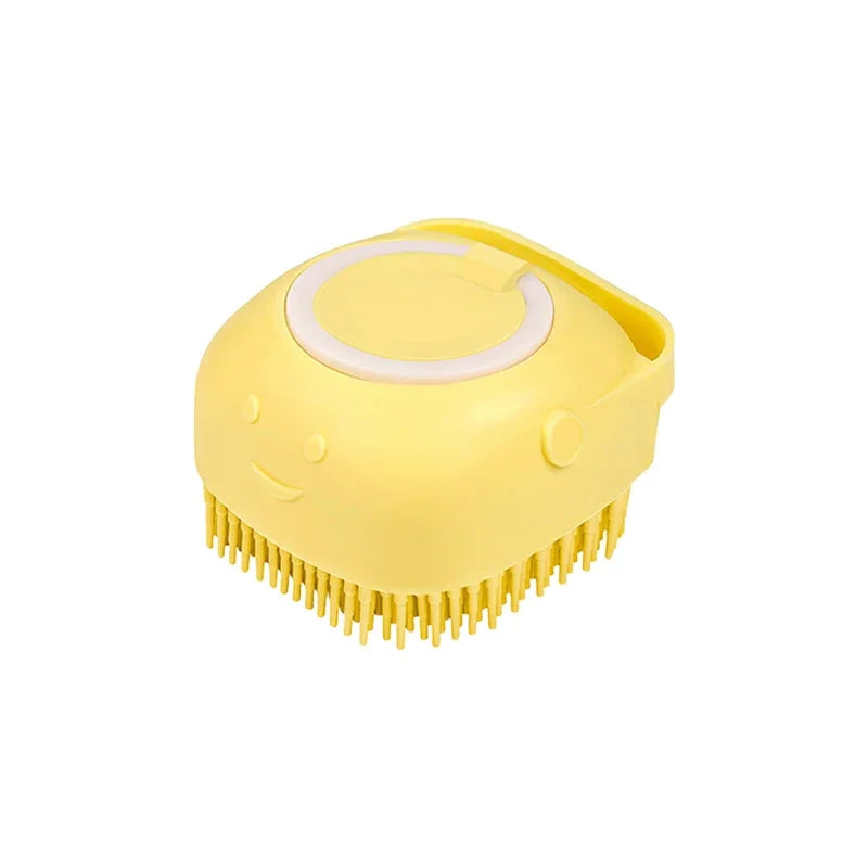 Escova de banho para cães com cerdas de borracha Pet Massage Shampoo Dispenser Escova de silicone macia Ferramenta de higiene para cães e gatos Chuveiro