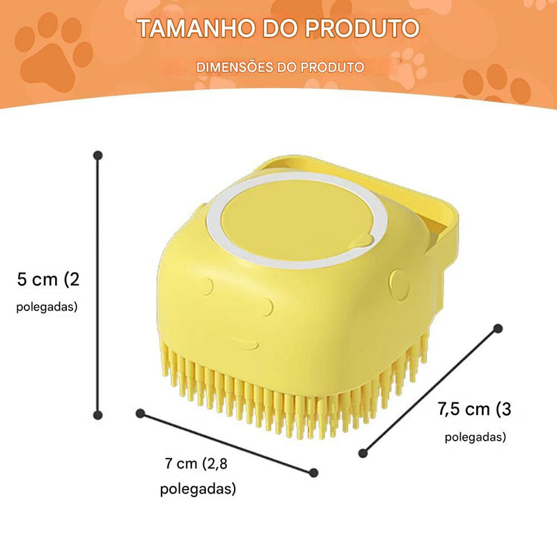Escova de banho para cães com cerdas de borracha Pet Massage Shampoo Dispenser Escova de silicone macia Ferramenta de higiene para cães e gatos Chuveiro