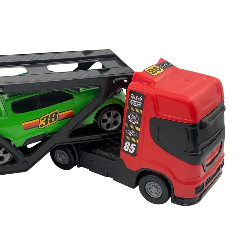 Mini Caminhão Cegonheiro de Brinquedo com 2 Carrinhos Vermelho