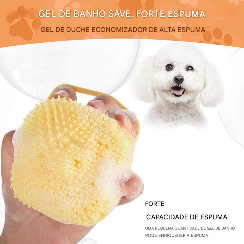Escova de banho para cães com cerdas de borracha Pet Massage Shampoo Dispenser Escova de silicone macia Ferramenta de higiene para cães e gatos Chuveiro