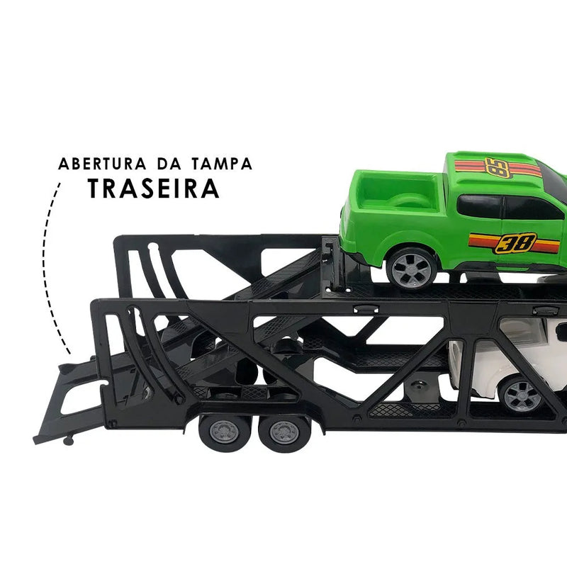Mini Caminhão Cegonheiro de Brinquedo com 2 Carrinhos Vermelho