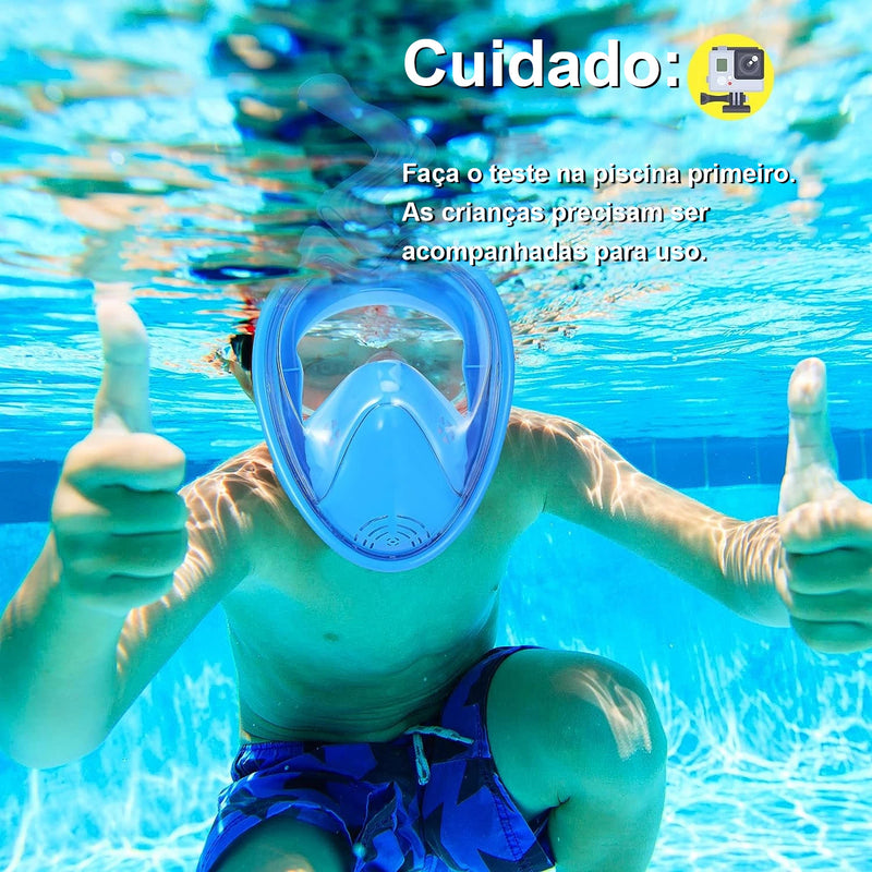 Máscara Mergulho Snorkel Full Face Infantil Animal Tubarão Crocodilo