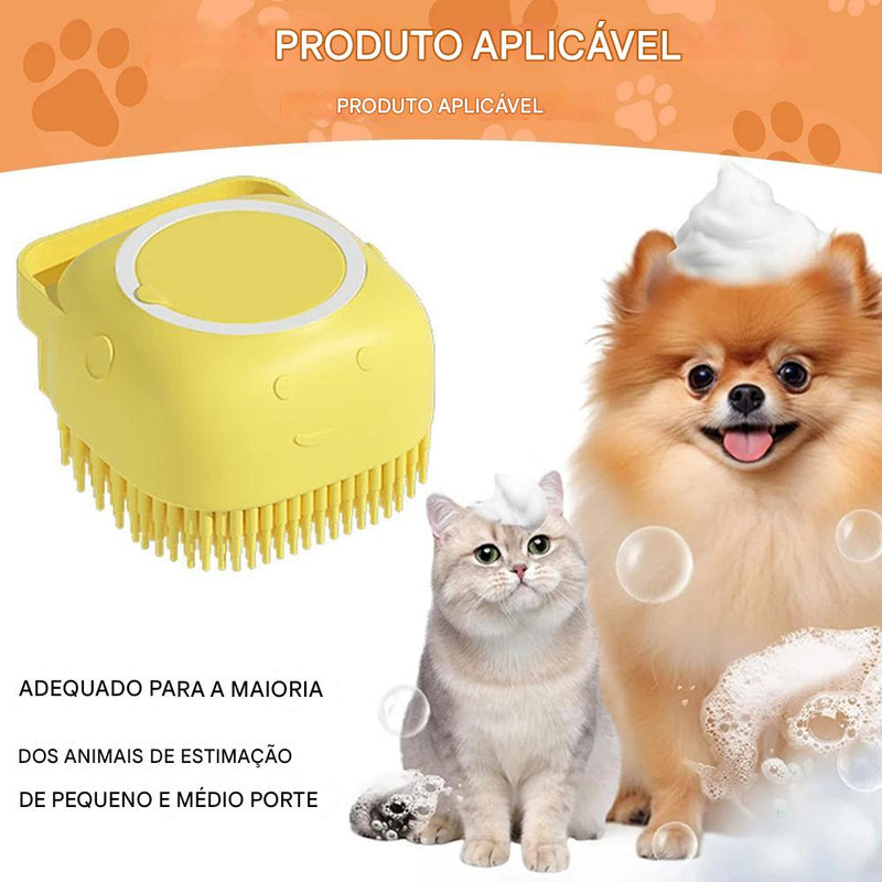 Escova de banho para cães com cerdas de borracha Pet Massage Shampoo Dispenser Escova de silicone macia Ferramenta de higiene para cães e gatos Chuveiro