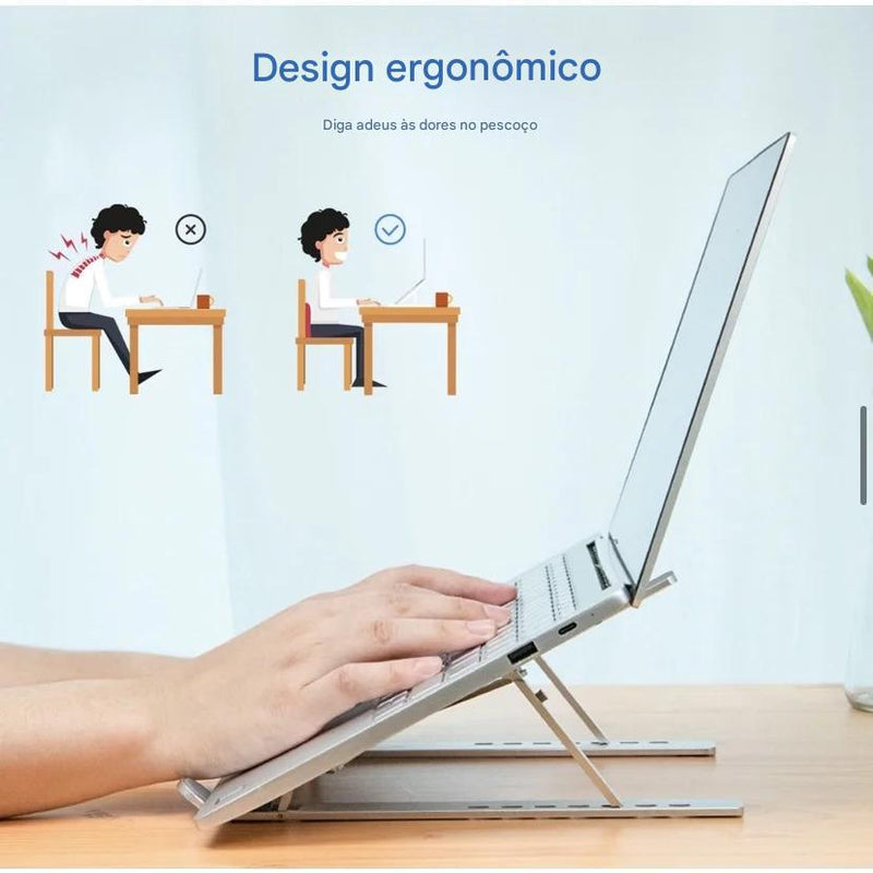 Suporte De Alumínio Ajustável/Regulável Para Notebook E Macbook Escritório