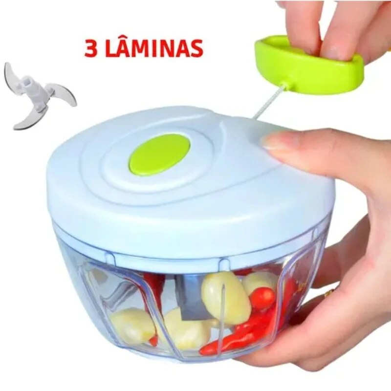 Processador Manual Triturador de Alimentos 3 Laminas 500 ml