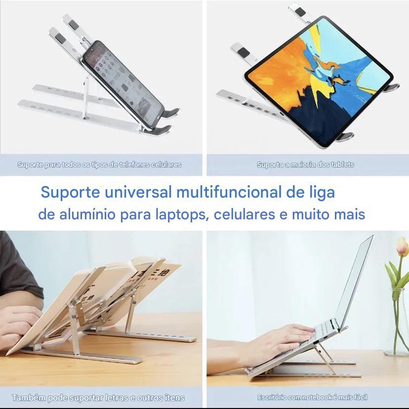 Suporte De Alumínio Ajustável/Regulável Para Notebook E Macbook Escritório