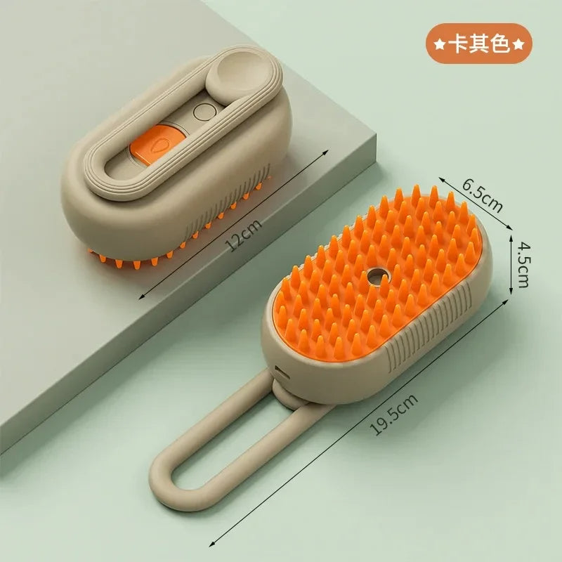 3 em 1 escova elétrica para cão e gato, escova de limpeza a vapor, spray de massagem pente, alça retrátil, pet grooming, depilação