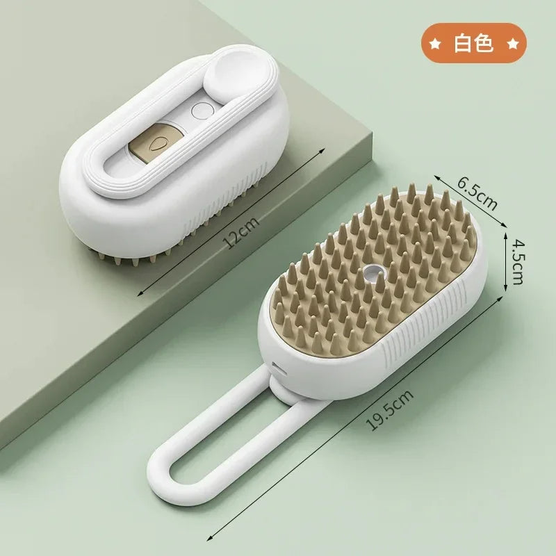 3 em 1 escova elétrica para cão e gato, escova de limpeza a vapor, spray de massagem pente, alça retrátil, pet grooming, depilação